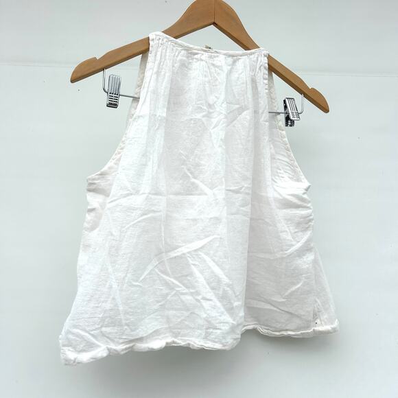 World Of Crow White Cotton Tank Top Blouse Cottagecore XS Crop Minimalist - Picture 5 of 7